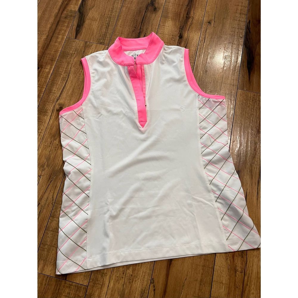 EP Pro size medium sleeveless golf shirt white with pink